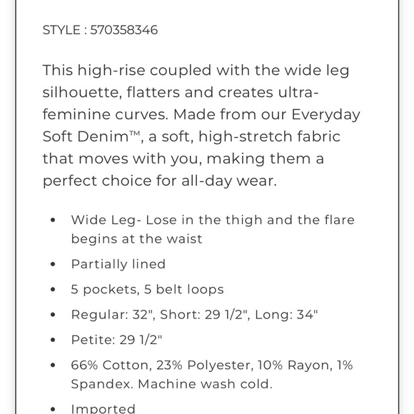 White House’s Black Market wide leg jeans. Size 2. Barely worn. - Picture 3 of 6